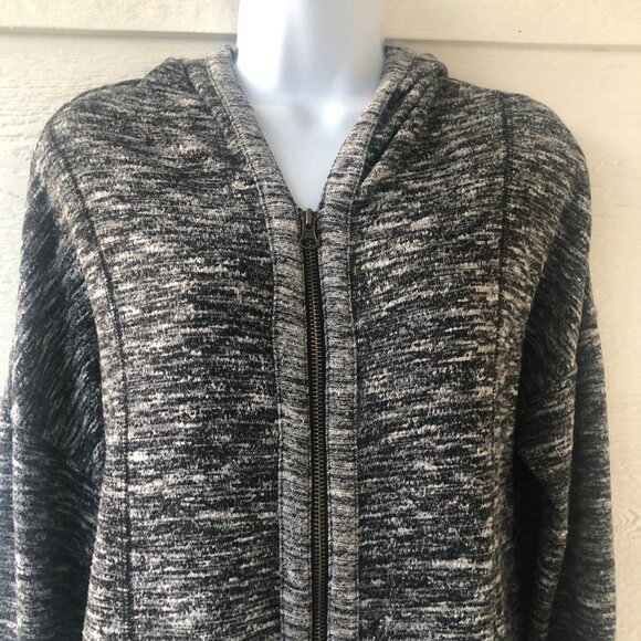 Wishlist Size Medium Longline Sweater Grey White Full Zip Hooded Sweater - Picture 4 of 8